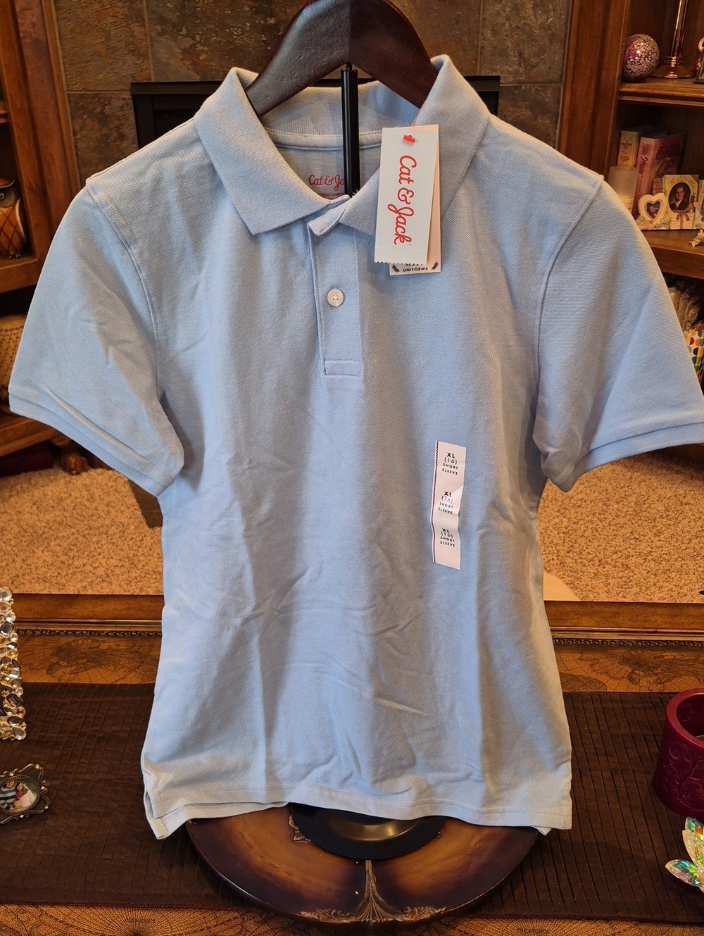 Cat & Jack Pale Blue Kids Polo Shirt XL 16